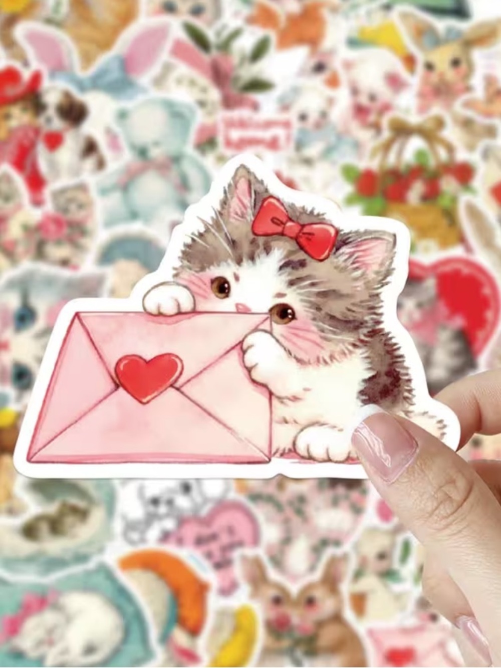 50 Vintage Kitten Stickers | Retro Cottagecore Cats | Scrapbook & Journal Decals - Picture 2 of 5